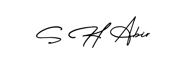 The best way (AmerikaSignatureDemo-Regular) to make a short signature is to pick only two or three words in your name. The name S H Abir include a total of six letters. For converting this name. S H Abir signature style 3 images and pictures png