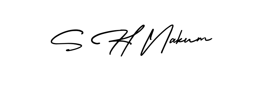 Create a beautiful signature design for name S H Nakum. With this signature (AmerikaSignatureDemo-Regular) fonts, you can make a handwritten signature for free. S H Nakum signature style 3 images and pictures png