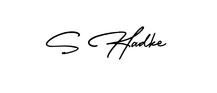 How to make S Hadke name signature. Use AmerikaSignatureDemo-Regular style for creating short signs online. This is the latest handwritten sign. S Hadke signature style 3 images and pictures png