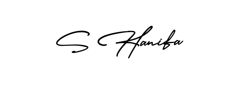 Use a signature maker to create a handwritten signature online. With this signature software, you can design (AmerikaSignatureDemo-Regular) your own signature for name S Hanifa. S Hanifa signature style 3 images and pictures png