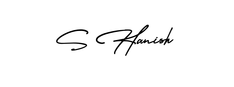 It looks lik you need a new signature style for name S Hanish. Design unique handwritten (AmerikaSignatureDemo-Regular) signature with our free signature maker in just a few clicks. S Hanish signature style 3 images and pictures png