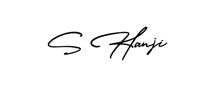 Use a signature maker to create a handwritten signature online. With this signature software, you can design (AmerikaSignatureDemo-Regular) your own signature for name S Hanji. S Hanji signature style 3 images and pictures png