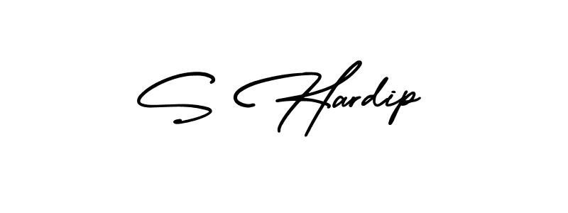 You should practise on your own different ways (AmerikaSignatureDemo-Regular) to write your name (S Hardip) in signature. don't let someone else do it for you. S Hardip signature style 3 images and pictures png