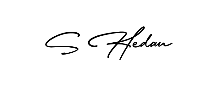 How to make S Hedau name signature. Use AmerikaSignatureDemo-Regular style for creating short signs online. This is the latest handwritten sign. S Hedau signature style 3 images and pictures png