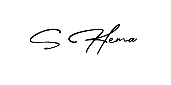 Design your own signature with our free online signature maker. With this signature software, you can create a handwritten (AmerikaSignatureDemo-Regular) signature for name S Hema. S Hema signature style 3 images and pictures png