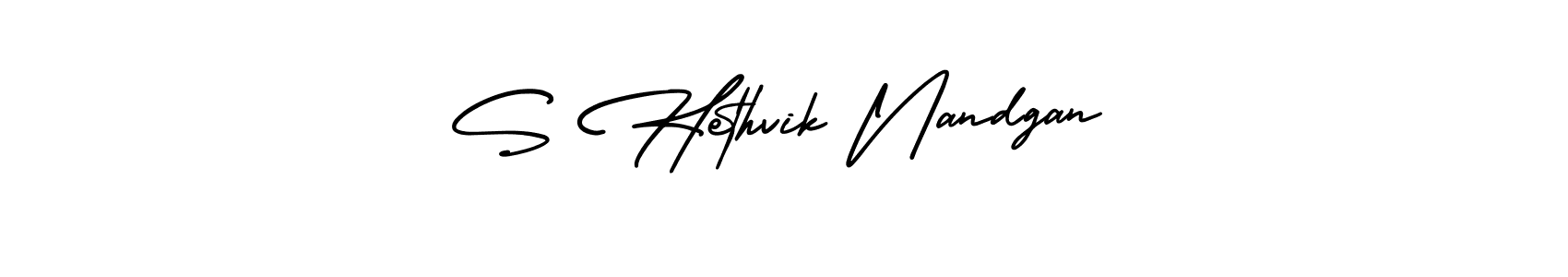 Also we have S Hethvik Nandgan name is the best signature style. Create professional handwritten signature collection using AmerikaSignatureDemo-Regular autograph style. S Hethvik Nandgan signature style 3 images and pictures png