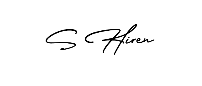 Use a signature maker to create a handwritten signature online. With this signature software, you can design (AmerikaSignatureDemo-Regular) your own signature for name S Hiren. S Hiren signature style 3 images and pictures png