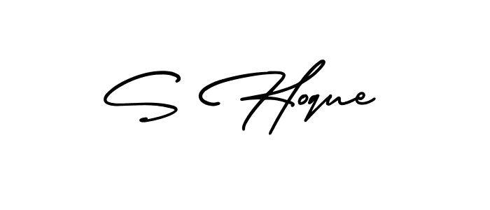 How to make S Hoque name signature. Use AmerikaSignatureDemo-Regular style for creating short signs online. This is the latest handwritten sign. S Hoque signature style 3 images and pictures png