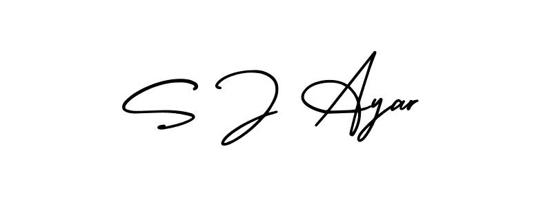 Make a beautiful signature design for name S J Ayar. With this signature (AmerikaSignatureDemo-Regular) style, you can create a handwritten signature for free. S J Ayar signature style 3 images and pictures png