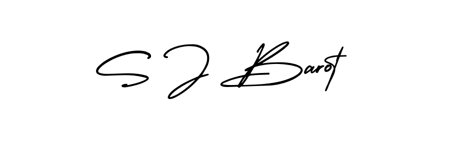 Use a signature maker to create a handwritten signature online. With this signature software, you can design (AmerikaSignatureDemo-Regular) your own signature for name S J Barot. S J Barot signature style 3 images and pictures png