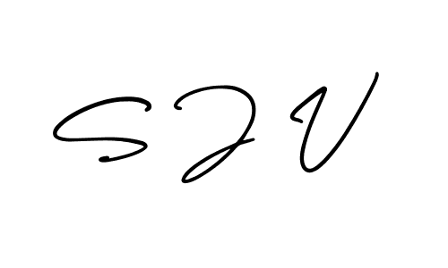 Design your own signature with our free online signature maker. With this signature software, you can create a handwritten (AmerikaSignatureDemo-Regular) signature for name S J V. S J V signature style 3 images and pictures png
