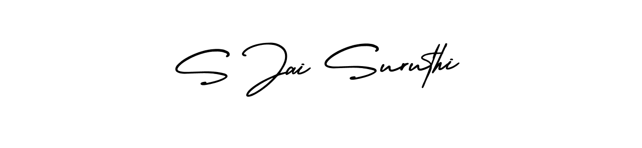 This is the best signature style for the S Jai Suruthi name. Also you like these signature font (AmerikaSignatureDemo-Regular). Mix name signature. S Jai Suruthi signature style 3 images and pictures png