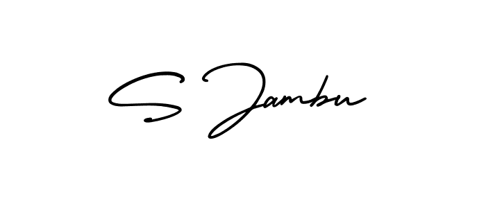 The best way (AmerikaSignatureDemo-Regular) to make a short signature is to pick only two or three words in your name. The name S Jambu include a total of six letters. For converting this name. S Jambu signature style 3 images and pictures png