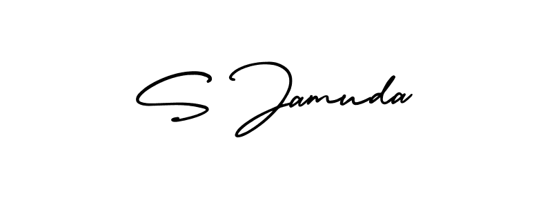Similarly AmerikaSignatureDemo-Regular is the best handwritten signature design. Signature creator online .You can use it as an online autograph creator for name S Jamuda. S Jamuda signature style 3 images and pictures png