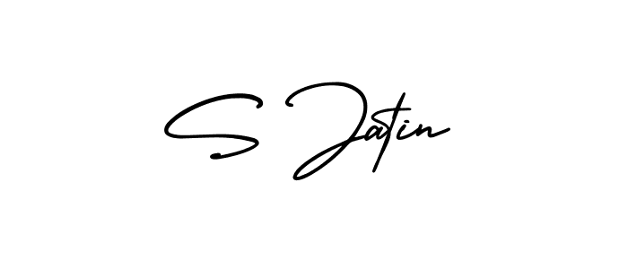 You should practise on your own different ways (AmerikaSignatureDemo-Regular) to write your name (S Jatin) in signature. don't let someone else do it for you. S Jatin signature style 3 images and pictures png