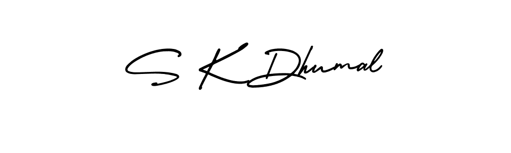 How to make S K Dhumal name signature. Use AmerikaSignatureDemo-Regular style for creating short signs online. This is the latest handwritten sign. S K Dhumal signature style 3 images and pictures png