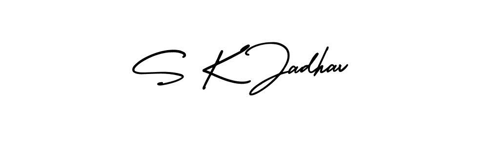 The best way (AmerikaSignatureDemo-Regular) to make a short signature is to pick only two or three words in your name. The name S K Jadhav include a total of six letters. For converting this name. S K Jadhav signature style 3 images and pictures png