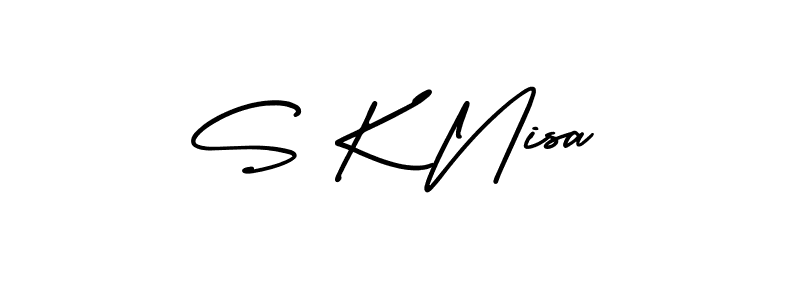 Create a beautiful signature design for name S K Nisa. With this signature (AmerikaSignatureDemo-Regular) fonts, you can make a handwritten signature for free. S K Nisa signature style 3 images and pictures png