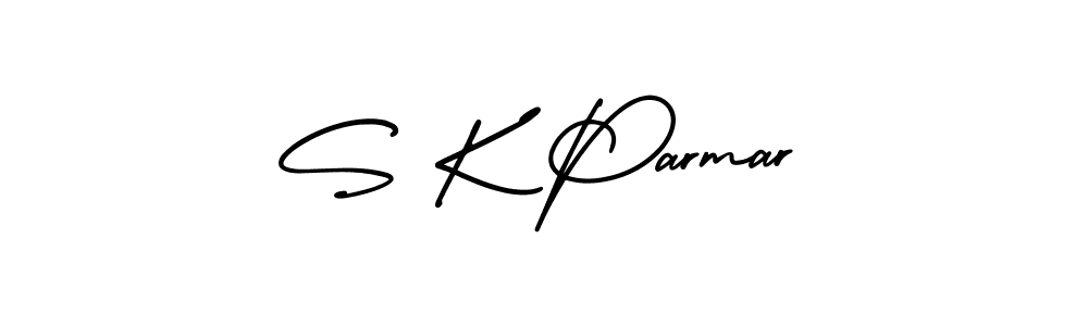 You should practise on your own different ways (AmerikaSignatureDemo-Regular) to write your name (S K Parmar) in signature. don't let someone else do it for you. S K Parmar signature style 3 images and pictures png