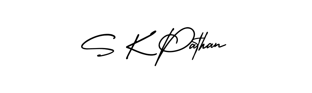 How to make S K Pathan signature? AmerikaSignatureDemo-Regular is a professional autograph style. Create handwritten signature for S K Pathan name. S K Pathan signature style 3 images and pictures png