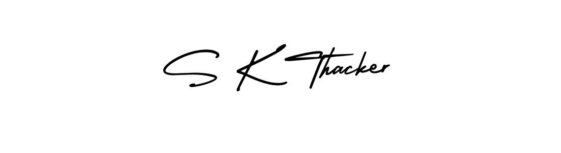 Make a beautiful signature design for name S K Thacker. With this signature (AmerikaSignatureDemo-Regular) style, you can create a handwritten signature for free. S K Thacker signature style 3 images and pictures png