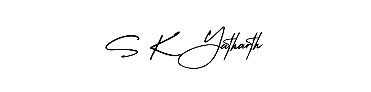 Use a signature maker to create a handwritten signature online. With this signature software, you can design (AmerikaSignatureDemo-Regular) your own signature for name S K Yatharth. S K Yatharth signature style 3 images and pictures png