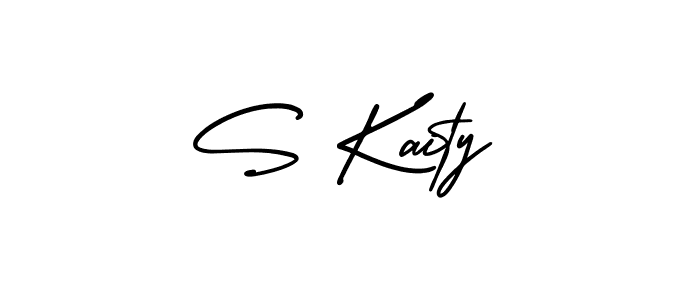 Use a signature maker to create a handwritten signature online. With this signature software, you can design (AmerikaSignatureDemo-Regular) your own signature for name S Kaity. S Kaity signature style 3 images and pictures png