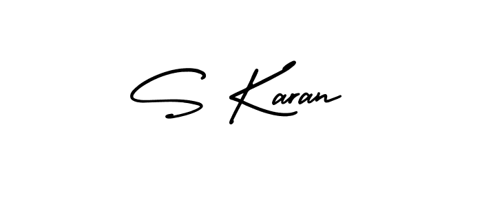 The best way (AmerikaSignatureDemo-Regular) to make a short signature is to pick only two or three words in your name. The name S Karan include a total of six letters. For converting this name. S Karan signature style 3 images and pictures png