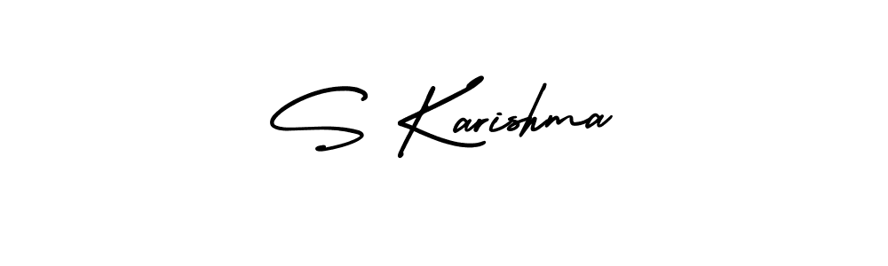 You should practise on your own different ways (AmerikaSignatureDemo-Regular) to write your name (S Karishma) in signature. don't let someone else do it for you. S Karishma signature style 3 images and pictures png