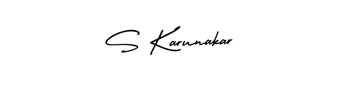 Use a signature maker to create a handwritten signature online. With this signature software, you can design (AmerikaSignatureDemo-Regular) your own signature for name S Karunakar. S Karunakar signature style 3 images and pictures png