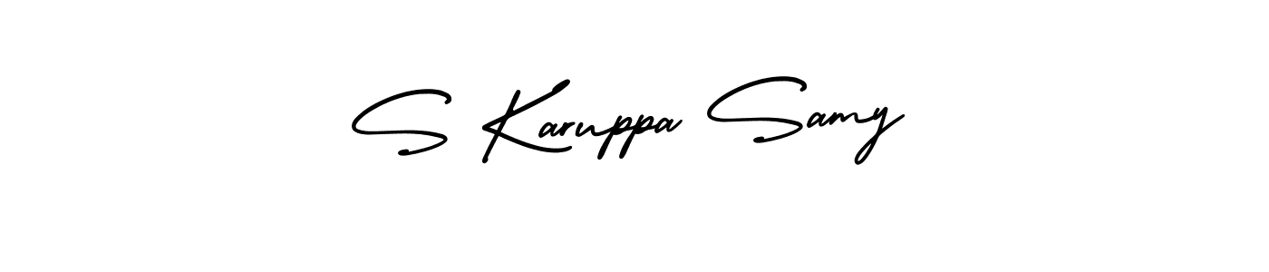 The best way (AmerikaSignatureDemo-Regular) to make a short signature is to pick only two or three words in your name. The name S Karuppa Samy include a total of six letters. For converting this name. S Karuppa Samy signature style 3 images and pictures png