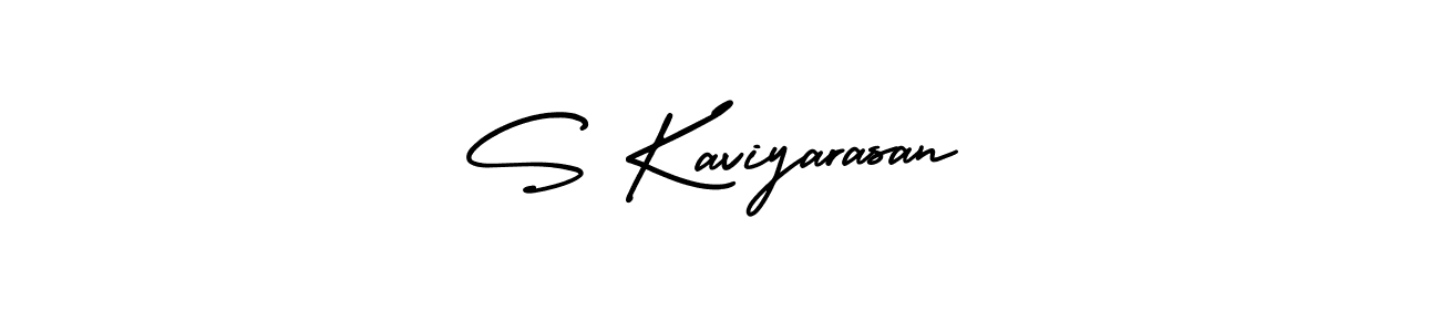 The best way (AmerikaSignatureDemo-Regular) to make a short signature is to pick only two or three words in your name. The name S Kaviyarasan include a total of six letters. For converting this name. S Kaviyarasan signature style 3 images and pictures png