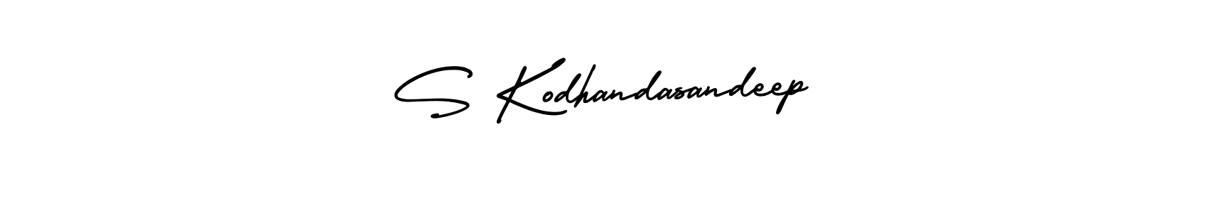 The best way (AmerikaSignatureDemo-Regular) to make a short signature is to pick only two or three words in your name. The name S Kodhandasandeep include a total of six letters. For converting this name. S Kodhandasandeep signature style 3 images and pictures png