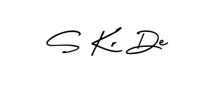 You should practise on your own different ways (AmerikaSignatureDemo-Regular) to write your name (S Kr De) in signature. don't let someone else do it for you. S Kr De signature style 3 images and pictures png