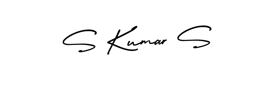 How to make S Kumar S name signature. Use AmerikaSignatureDemo-Regular style for creating short signs online. This is the latest handwritten sign. S Kumar S signature style 3 images and pictures png