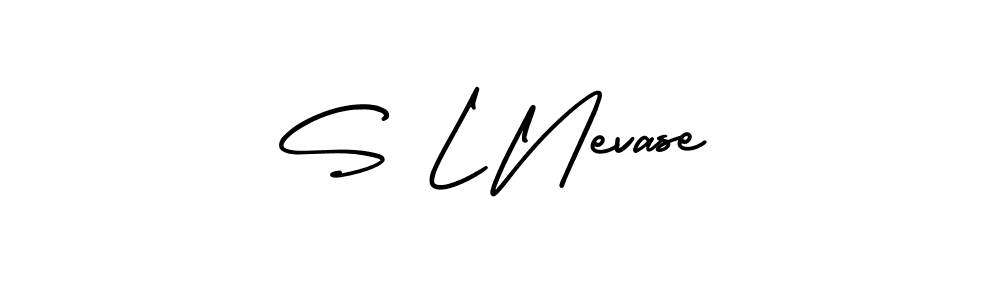You should practise on your own different ways (AmerikaSignatureDemo-Regular) to write your name (S L Nevase) in signature. don't let someone else do it for you. S L Nevase signature style 3 images and pictures png