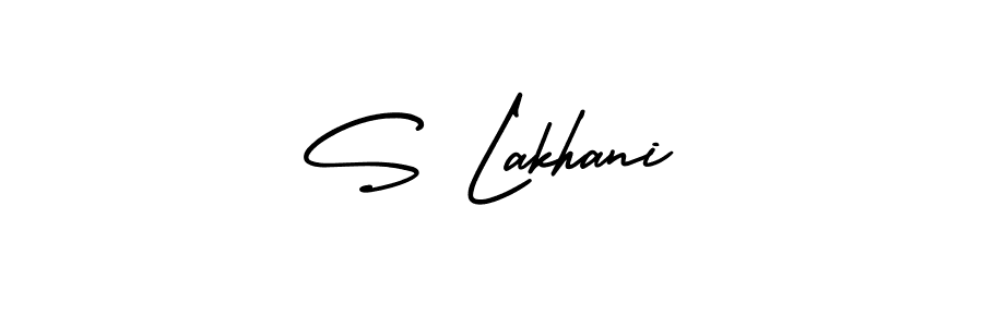 The best way (AmerikaSignatureDemo-Regular) to make a short signature is to pick only two or three words in your name. The name S Lakhani include a total of six letters. For converting this name. S Lakhani signature style 3 images and pictures png