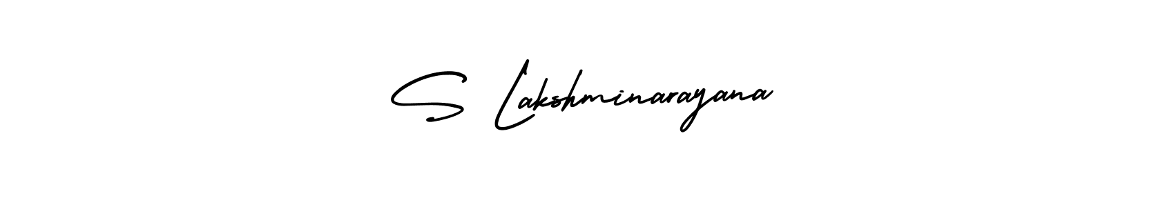 You should practise on your own different ways (AmerikaSignatureDemo-Regular) to write your name (S Lakshminarayana) in signature. don't let someone else do it for you. S Lakshminarayana signature style 3 images and pictures png