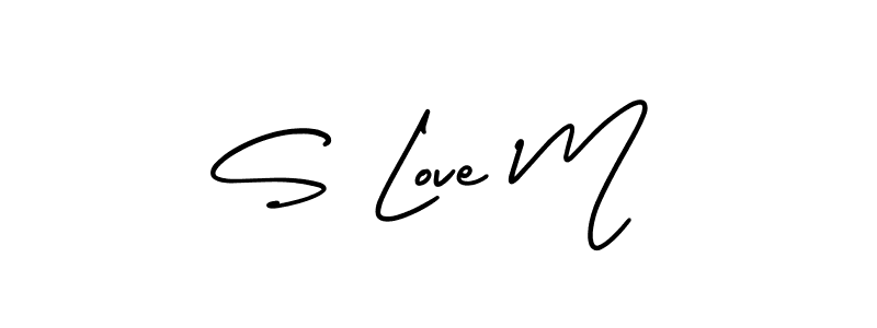 Design your own signature with our free online signature maker. With this signature software, you can create a handwritten (AmerikaSignatureDemo-Regular) signature for name S Love M. S Love M signature style 3 images and pictures png