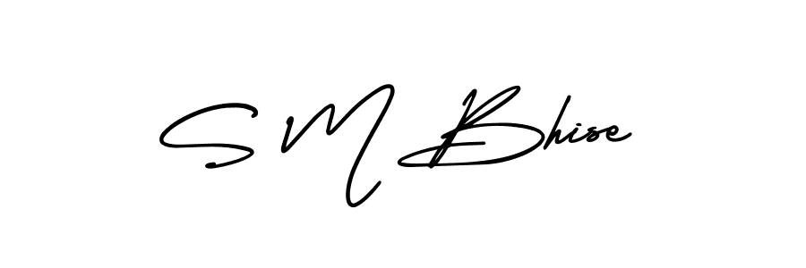 You should practise on your own different ways (AmerikaSignatureDemo-Regular) to write your name (S M Bhise) in signature. don't let someone else do it for you. S M Bhise signature style 3 images and pictures png