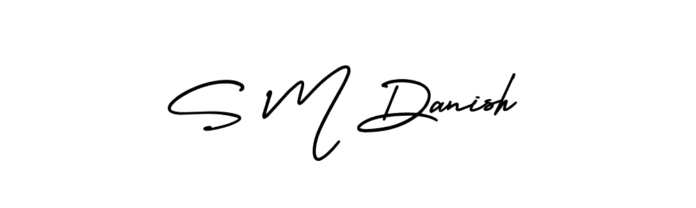 You should practise on your own different ways (AmerikaSignatureDemo-Regular) to write your name (S M Danish) in signature. don't let someone else do it for you. S M Danish signature style 3 images and pictures png