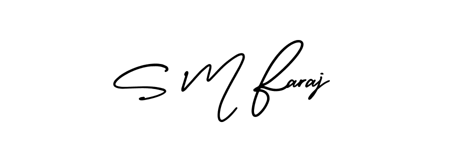 You should practise on your own different ways (AmerikaSignatureDemo-Regular) to write your name (S M Faraj) in signature. don't let someone else do it for you. S M Faraj signature style 3 images and pictures png