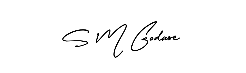 How to make S M Godase name signature. Use AmerikaSignatureDemo-Regular style for creating short signs online. This is the latest handwritten sign. S M Godase signature style 3 images and pictures png