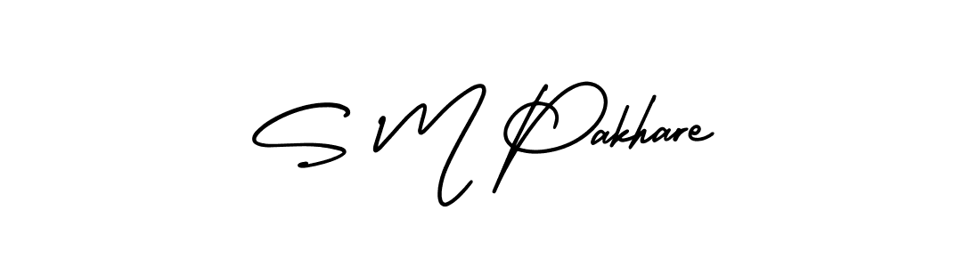 The best way (AmerikaSignatureDemo-Regular) to make a short signature is to pick only two or three words in your name. The name S M Pakhare include a total of six letters. For converting this name. S M Pakhare signature style 3 images and pictures png