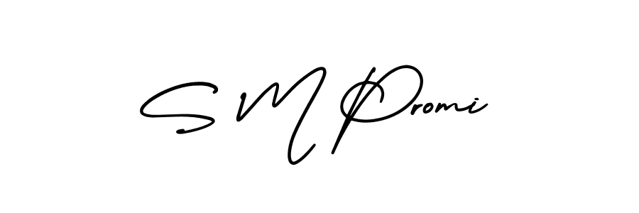 You should practise on your own different ways (AmerikaSignatureDemo-Regular) to write your name (S M Promi) in signature. don't let someone else do it for you. S M Promi signature style 3 images and pictures png