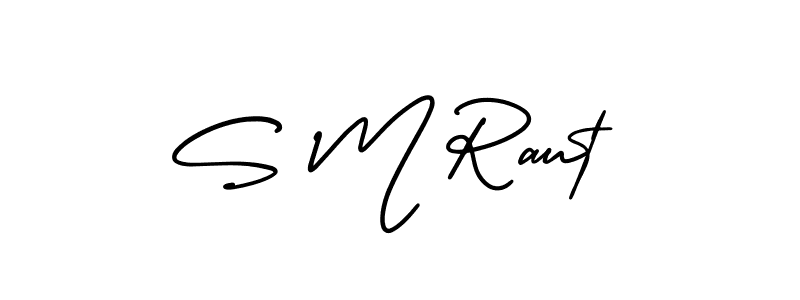 if you are searching for the best signature style for your name S M Raut. so please give up your signature search. here we have designed multiple signature styles  using AmerikaSignatureDemo-Regular. S M Raut signature style 3 images and pictures png