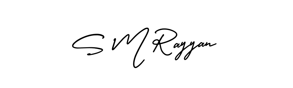 How to make S M Rayyan name signature. Use AmerikaSignatureDemo-Regular style for creating short signs online. This is the latest handwritten sign. S M Rayyan signature style 3 images and pictures png