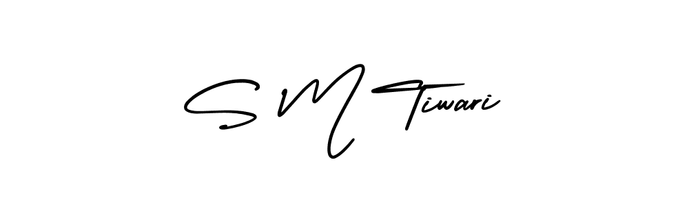 The best way (AmerikaSignatureDemo-Regular) to make a short signature is to pick only two or three words in your name. The name S M Tiwari include a total of six letters. For converting this name. S M Tiwari signature style 3 images and pictures png