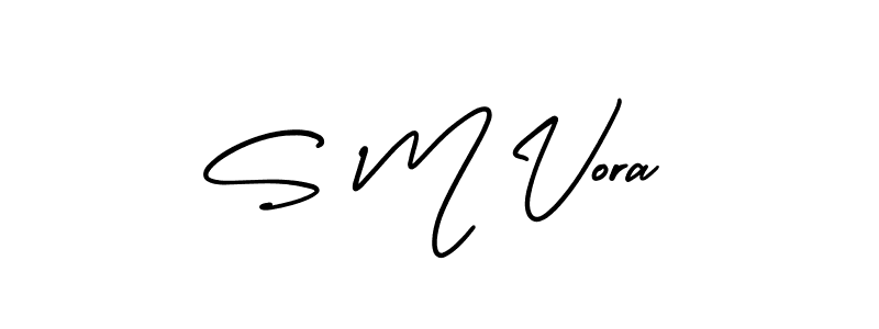 You should practise on your own different ways (AmerikaSignatureDemo-Regular) to write your name (S M Vora) in signature. don't let someone else do it for you. S M Vora signature style 3 images and pictures png