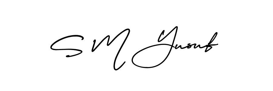 Use a signature maker to create a handwritten signature online. With this signature software, you can design (AmerikaSignatureDemo-Regular) your own signature for name S M Yusuf. S M Yusuf signature style 3 images and pictures png